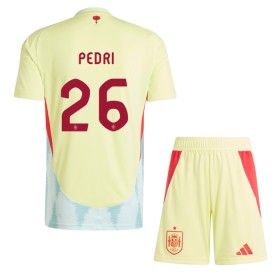 Virallinen pelipaita Espanja Pedri 26 Vieras Euro 2024 Lyhythihainen - Lasten ( + Lyhyet housut )